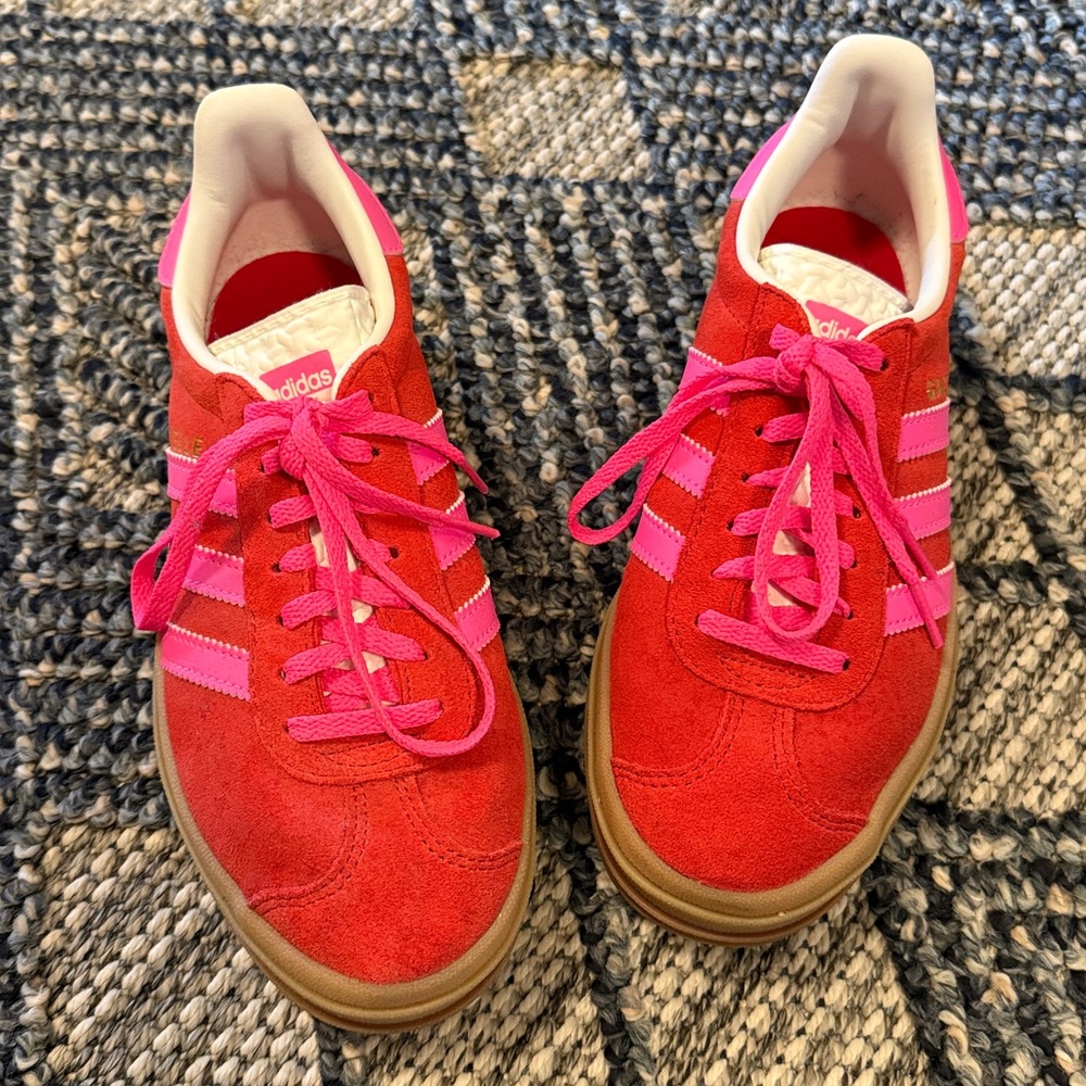 Adidas Gazelle Bold Vibrant Red and Pink Sneakers size 6
